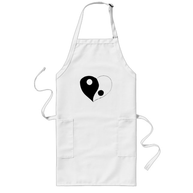 Tablier Long Yin Yang Heart (B/W) (Devant)