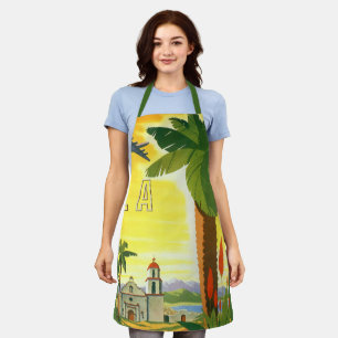 Tablier Los Angeles vintage, Californie Mission avec palmi