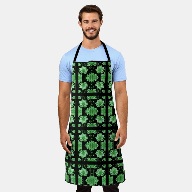 Tablier Lotus Bleu-vert Doux (Porté)