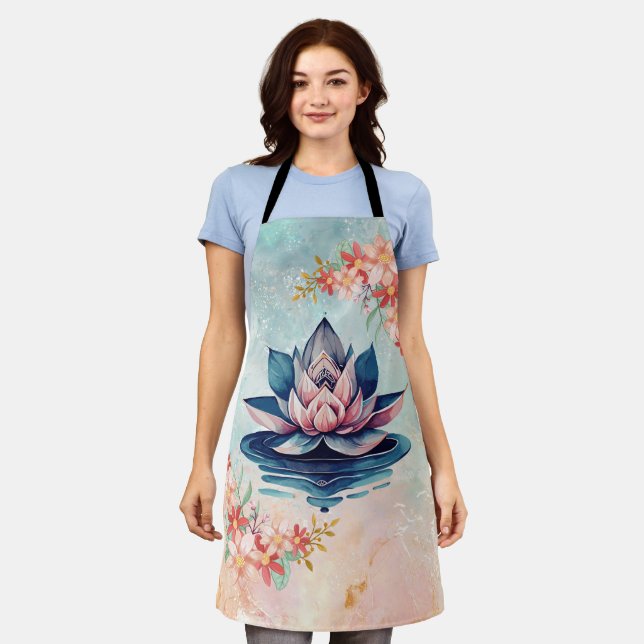 Tablier Lotus des Eaux Calmes – Floral Délicat (Porté)