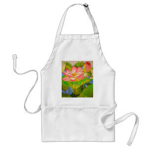 Tablier Lotus rose nénuphar aquarelle peinture