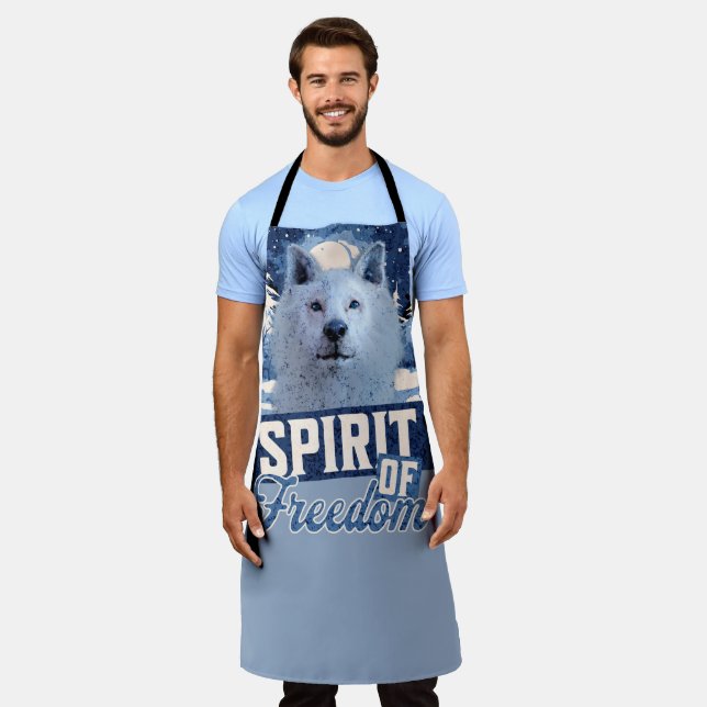 Tablier Loup Arctique Esprit de liberté Création faunique (Porté)