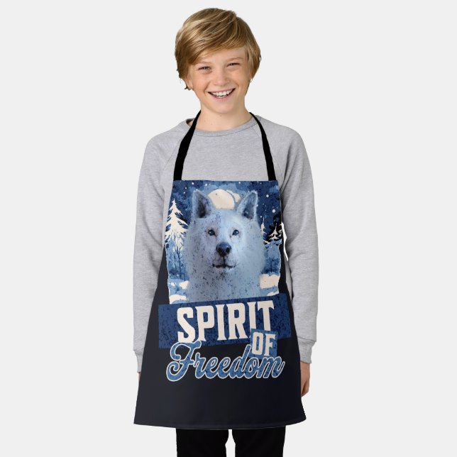 Tablier Loup Arctique Esprit de liberté Création faunique (Porté)