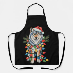 Tablier Loup de Noël Chapeau de Père Noël Lumières de Noël