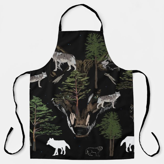 Tablier Loups gris, Art d'amour de loups  (Recto)