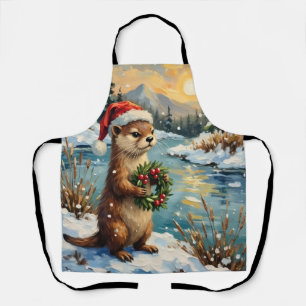 Tablier Loutre vintage avec couronne de Noël par Frozen