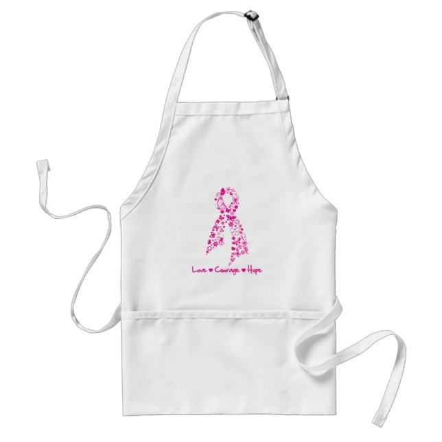 Tablier Love Courage Hope Ruban papillon - Cancer du sein (Devant)