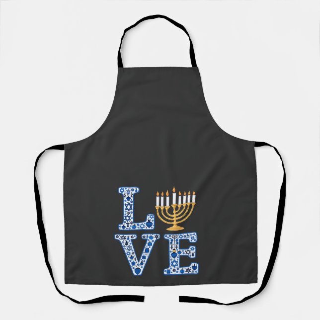Tablier Love Hanoukka Jewish Holiday Menorah (Recto)