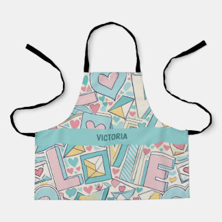 Tablier Love Lettres Pastel Motif personnalisé