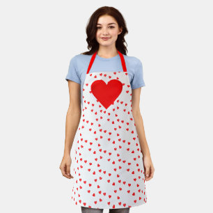Tablier Love Red Hearts Saint-Valentin Impression intégral