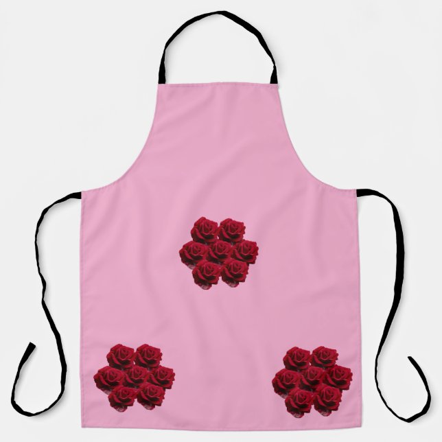 Tablier Love. Red roses from the garden. (Recto)