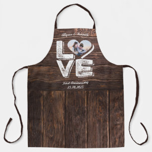Tablier Love Rustic Woodland Photo Monogramme de cadre de