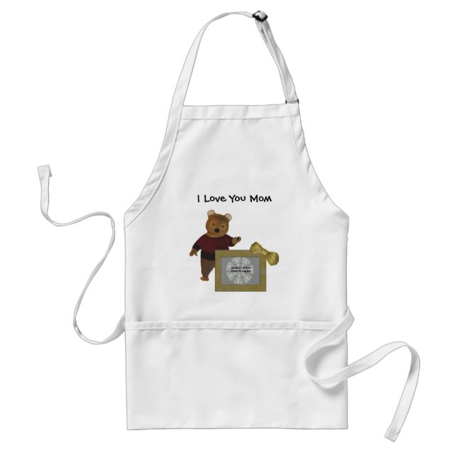 Tablier Love You Mom Ajouter votre photo Apron Cute Bear (Devant)