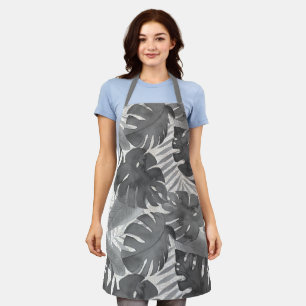 Tablier Luana Aquarelle Tropical Grey Feuille Apron