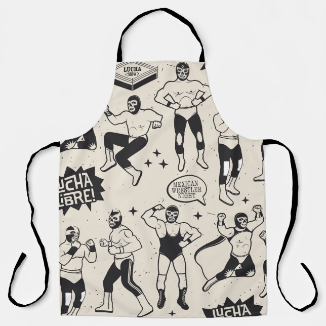 Tablier Lucha Libre : motif de lutteurs mexicains (Recto)