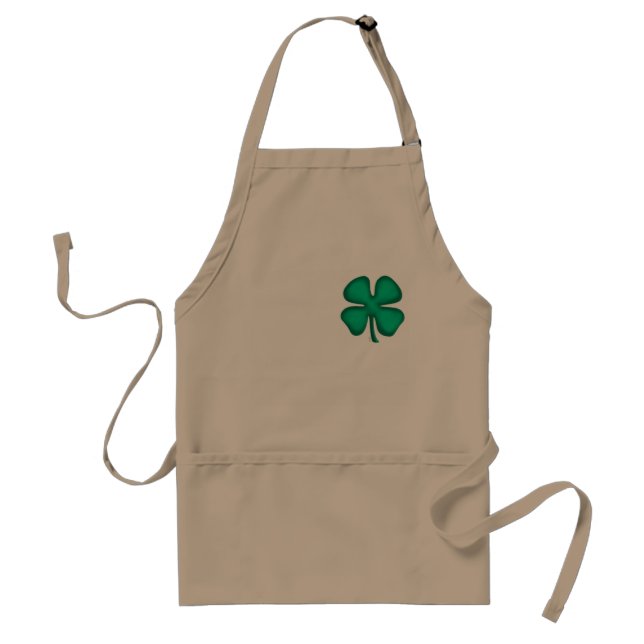 Tablier Lucky 4 feuilles irlandais Clover kaki chef apron (Devant)