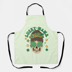 Tablier Lucky Mama Skeleton avec Clovers et Horseshoes