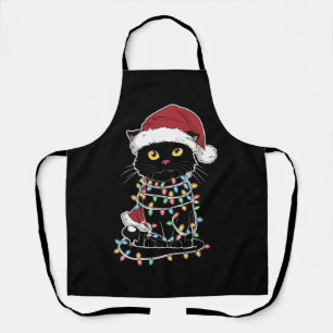 Tablier Lumières de Noël pour amateur de chats drôles