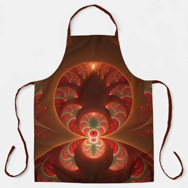 Tablier Lumineuse Abstrait moderne orange rouge fractal (Recto)