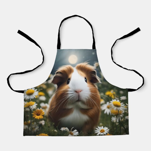 Tablier Lune De Cochon Et Marguerites Brown Et Blanche, (Recto)