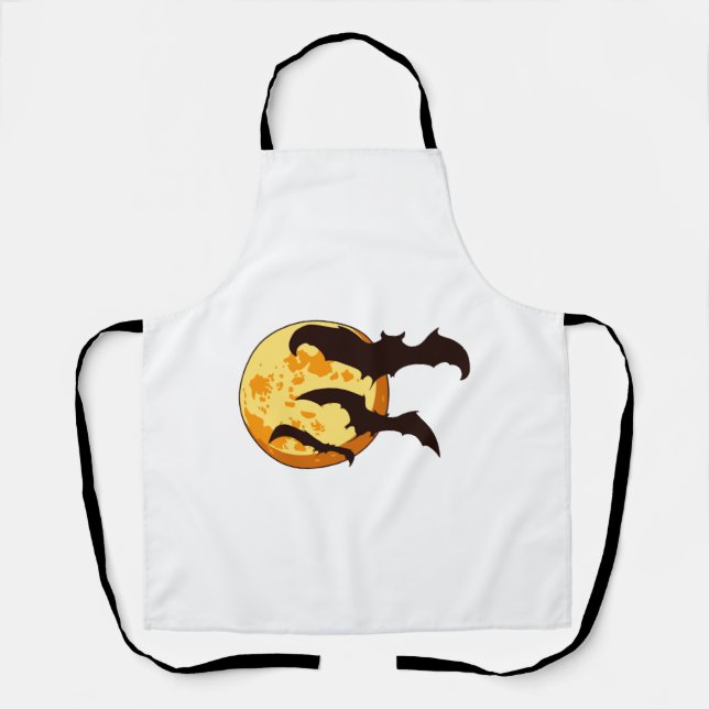 Tablier Lune d'Halloween et chauves-souris (Recto)