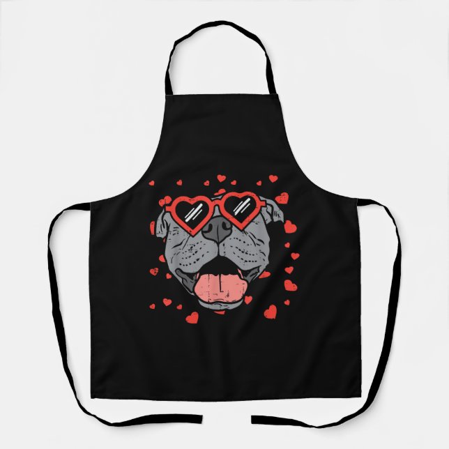 Tablier Lunettes de visage Pitbull Valentines Jour Animaux (Recto)