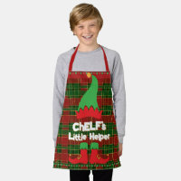 Lutin de chef festif petit aide tartan rouge vert