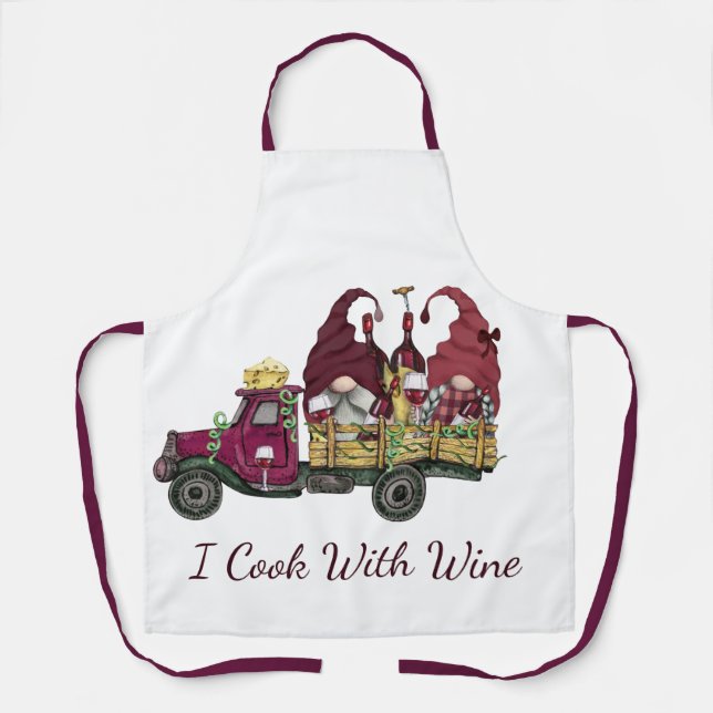 Tablier Lutins dans un camion de vin Je cuisine avec du vi (Recto)