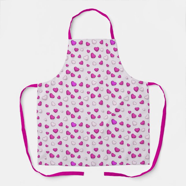 Tablier Luxe Moderne Élégant Amour Rose Coeur (Recto)