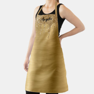 Tablier Luxe Personnalisé Paillettes Or qui Dégouline
