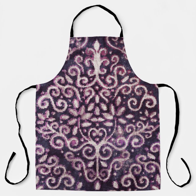 Tablier Luxe violet et tan damassé sans couture motif (Recto)
