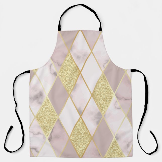 Tablier Luxueux Marbre Golden Géométrique (Recto)