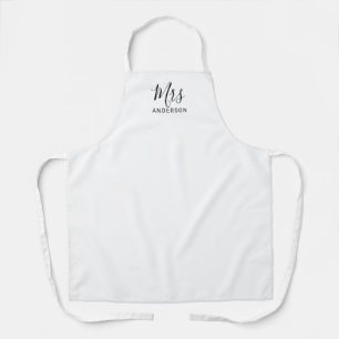 Tablier M. et Mme.  Script moderne noir et blanc