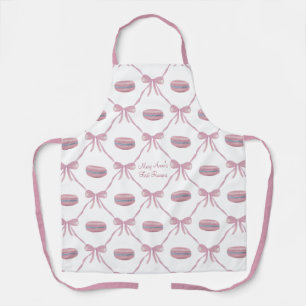 Tablier M Macarons roses personnalisés Ruban frilly Coquet