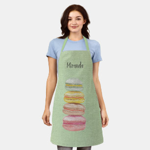 Tablier Macarons français aquarelle peints à la main