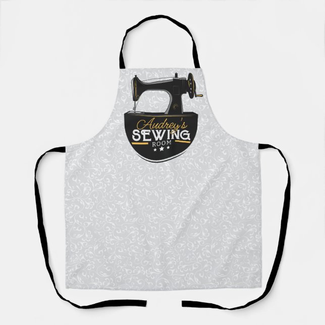 Tablier Machine à coudre ancienne AJOUTER NOM Couturière T (Recto)