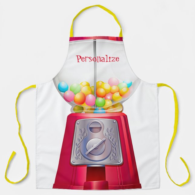 Tablier Machine à gumball bublegum vintage rouge mignon (Recto)
