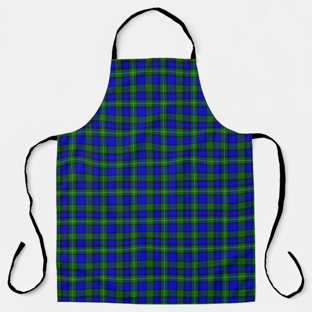 Tablier MacKenzie tartan bleu vert plaid (Recto)
