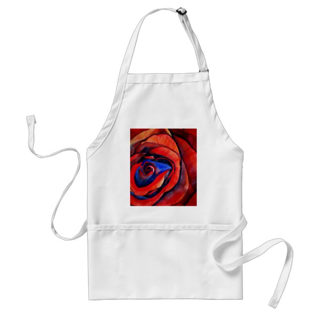 Tablier Macro red rose abstract art painting (Devant)