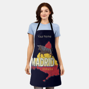Tablier Madrid Espagne Rétro Carte Région Vintage Bull