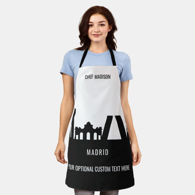 Tablier Madrid Landmarks nom et texte personnalisés (Porté)