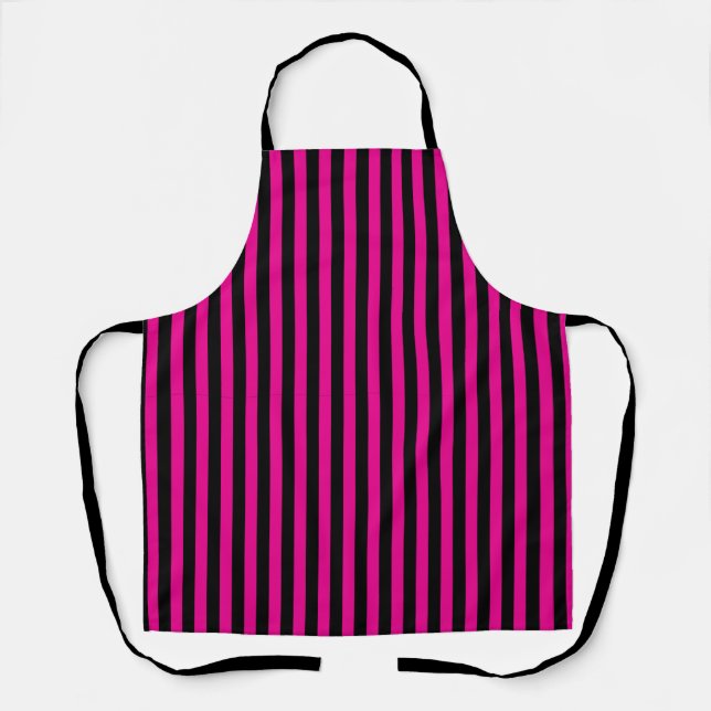 Tablier Magenta rose chaud classique et bandes verticales  (Recto)