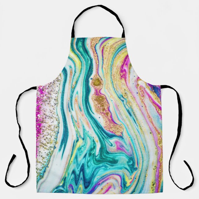 Tablier Magic Marbling : Metallic Paint Design. (Recto)