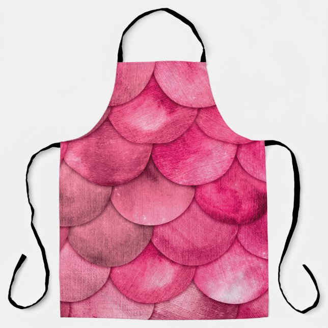 Tablier Magic Sirène Couleur rose pâle Échelles Aquarelle  (Recto)