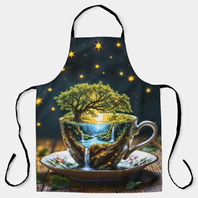 Tablier Magic teacup paysage fantastique nature (Recto)