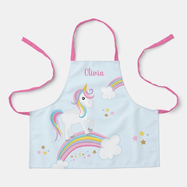 Tablier Magique Rainbow Unicorn Personnalisé Enfants (Recto)