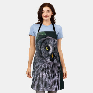 Tablier Magnifique Art de la Chouette Grise pour Halloween