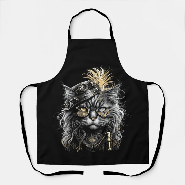 Tablier Magnifique chat Steampunk  (Recto)