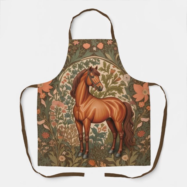 Tablier Magnifique Cheval Brun Inspiré de William Morris  (Recto)