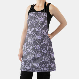 Tablier Magnifique motif floral pastel bleu de style rétro